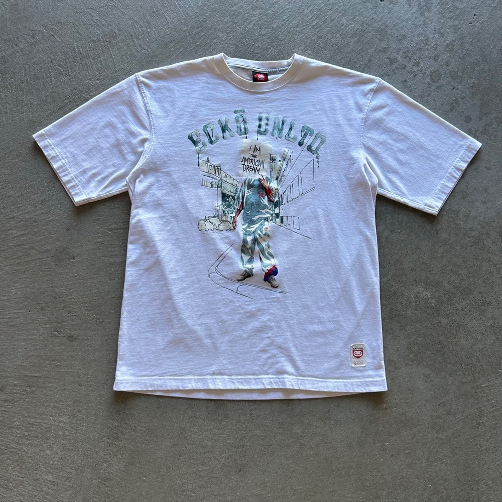 Vintage Y2K Ecko Unltd Shirt Size XL White American Dream Hip Hop Skate Surf